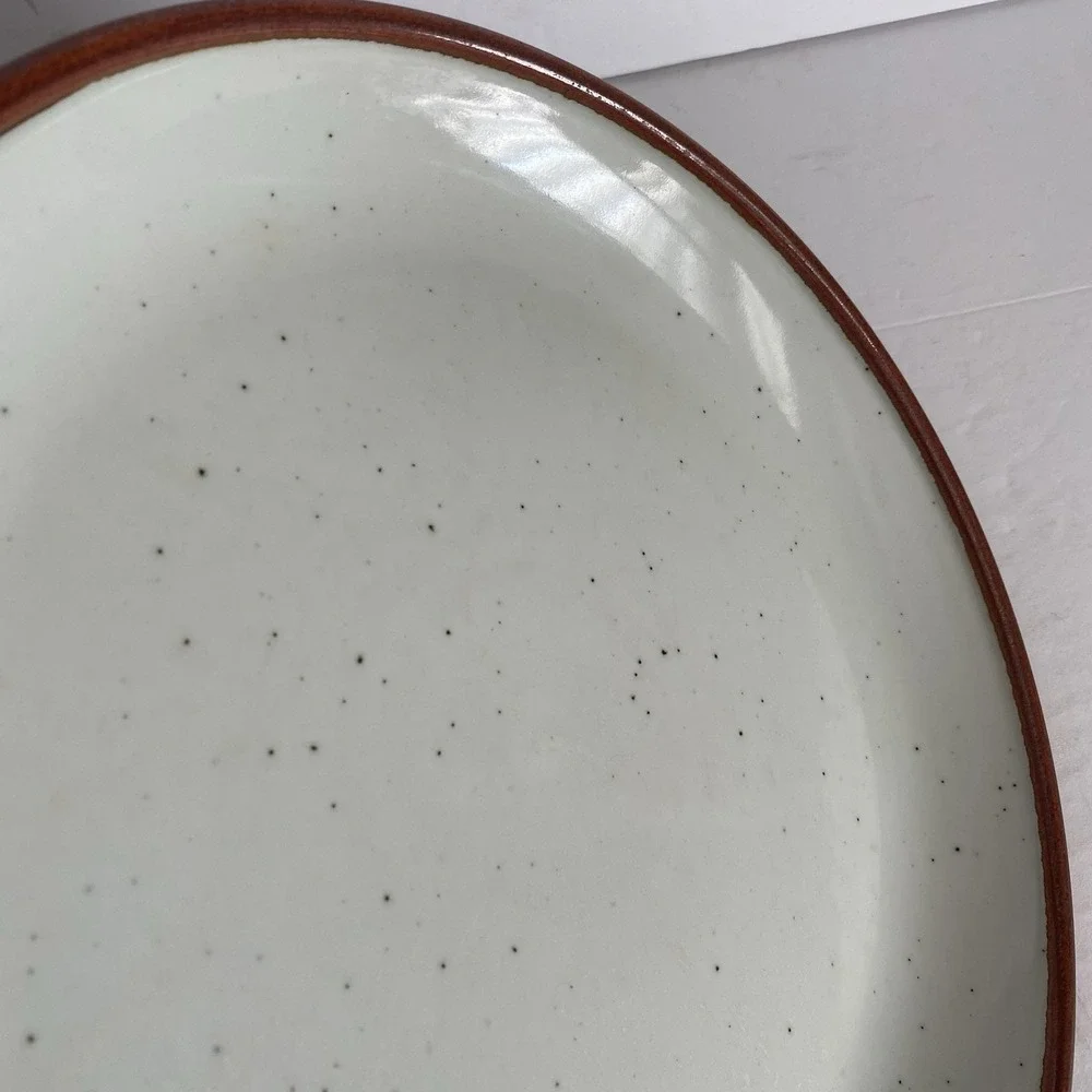 Lauffer Dinner Plate Ovenproof Stoneware Brown Trim Speckled Curry Japan 10.5